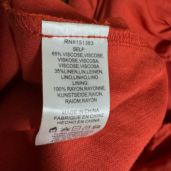 Anthropologie Currect Air Square-Neck Puff-Sleeved Midi Dress Linen Blend Sz XS - Picture 14 of 15